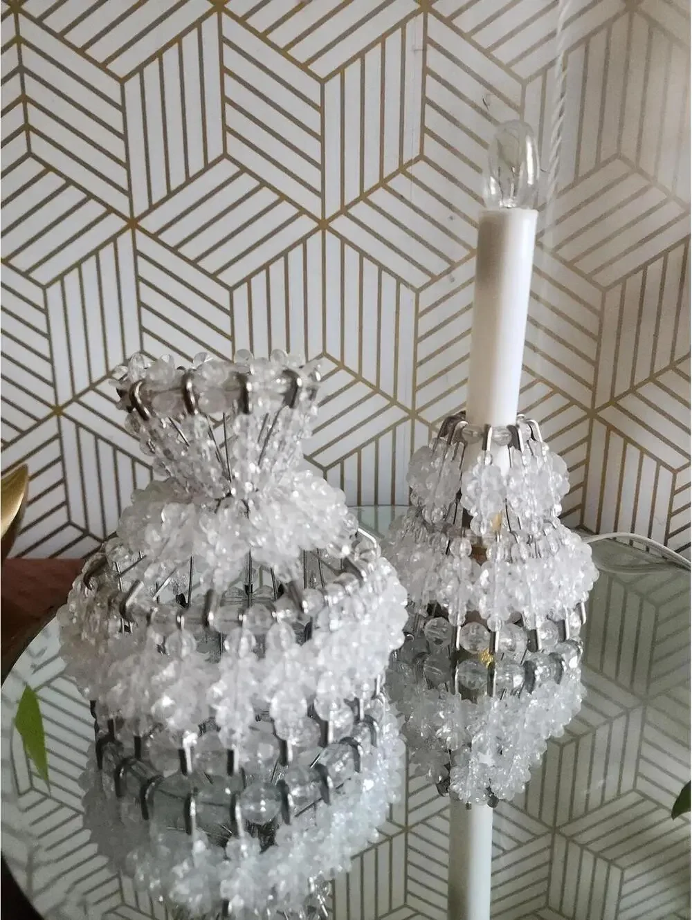 Vintage Petite Beaded Boudoir Accent Lamp